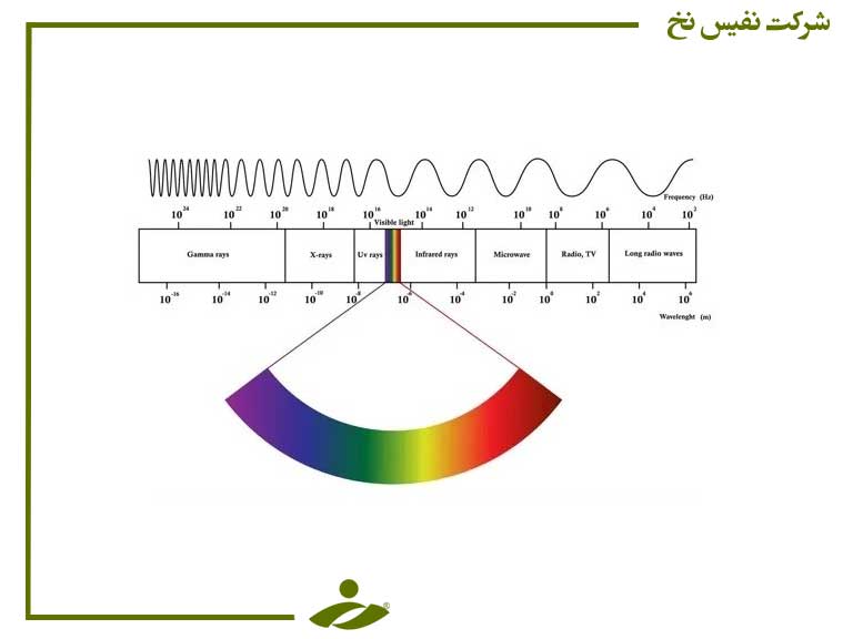 چشم انسان قادر است طیف‌های مربوط به رنگ‌های قرمز، نارنجی، زرد، سبز، آبی و بنفش را دریافت نماید.